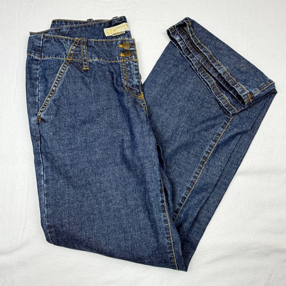 Michael Kors Womens Dark Wash Wide Leg Denim Jeans Blue Size 6 Trouser Style